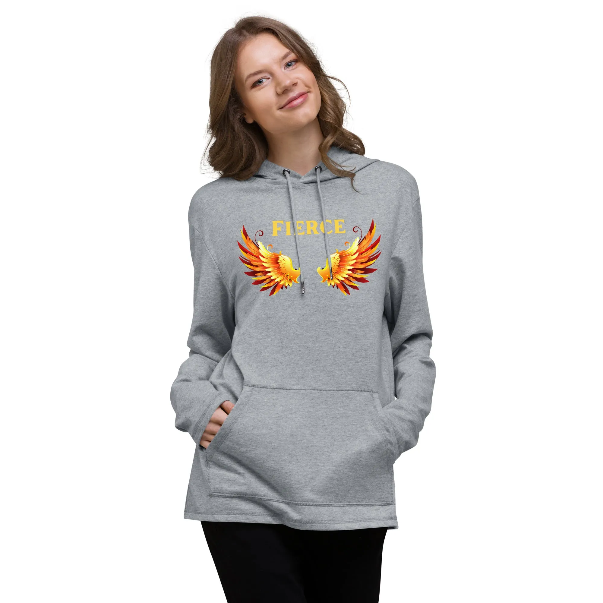 Fierce Angel Wings Fire - Unisex Lightweight Hoodie, comfy, soft