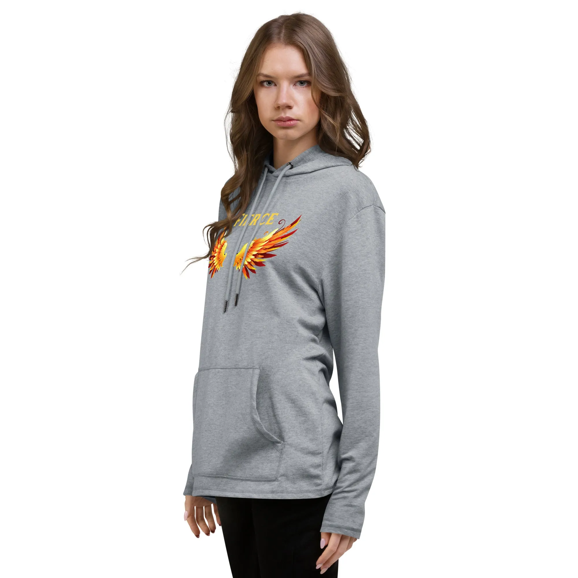 Fierce Angel Wings Fire - Unisex Lightweight Hoodie, comfy, soft