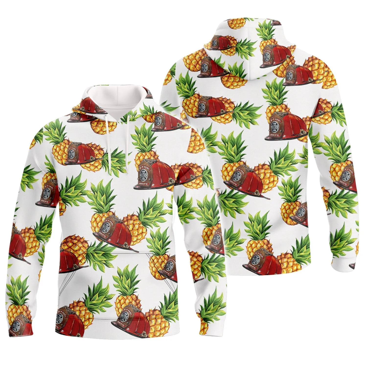 Firefighter Pineapple Hat Pattern 3D Sweatshirt Hoodie Bomber, Christmas Firefighter Shirt