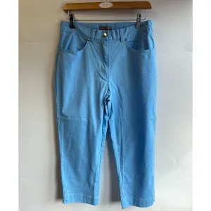 First Avenue 14 Blue Peach Cotton Crop Trousers  - 2420