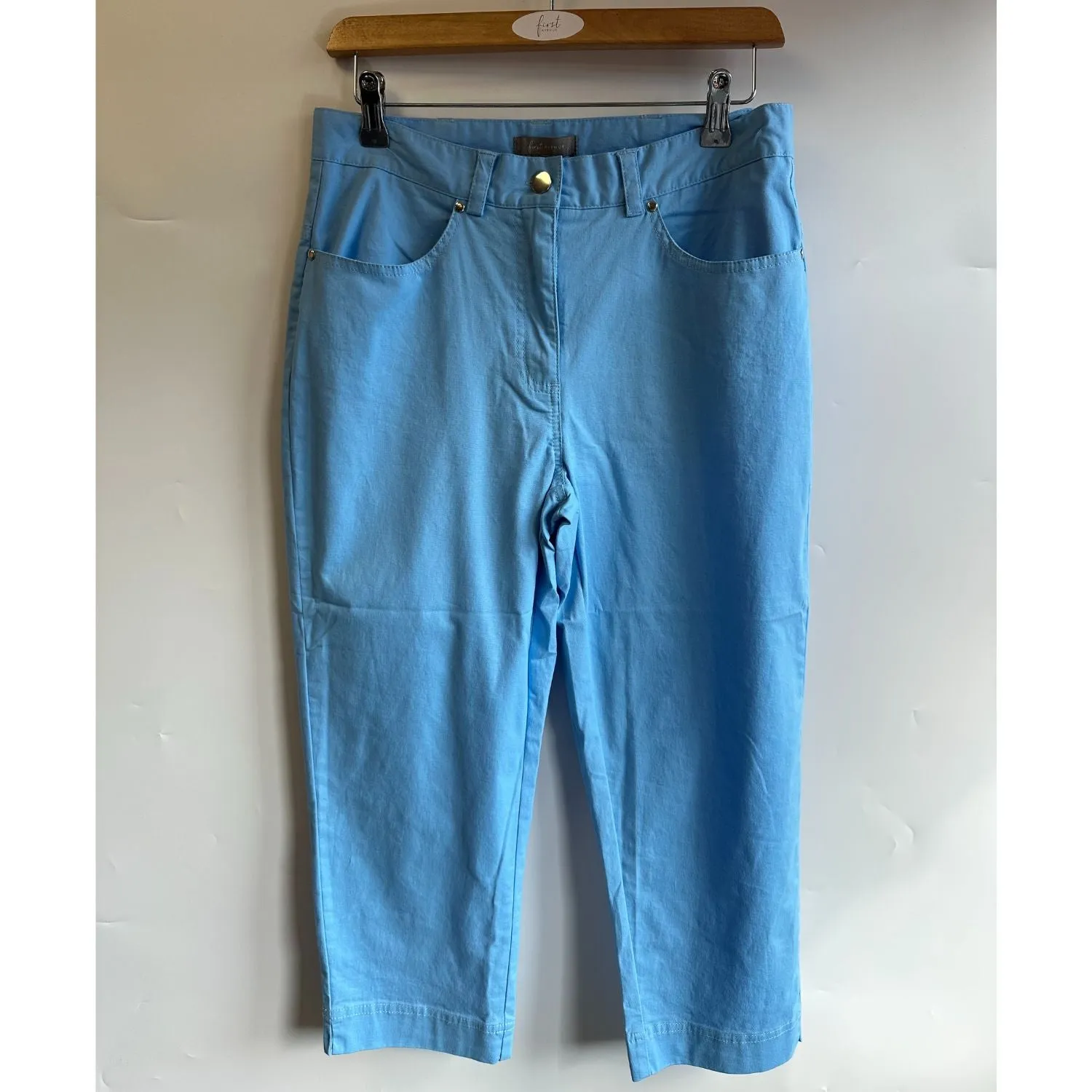 First Avenue 14 Blue Peach Cotton Crop Trousers  - 2420