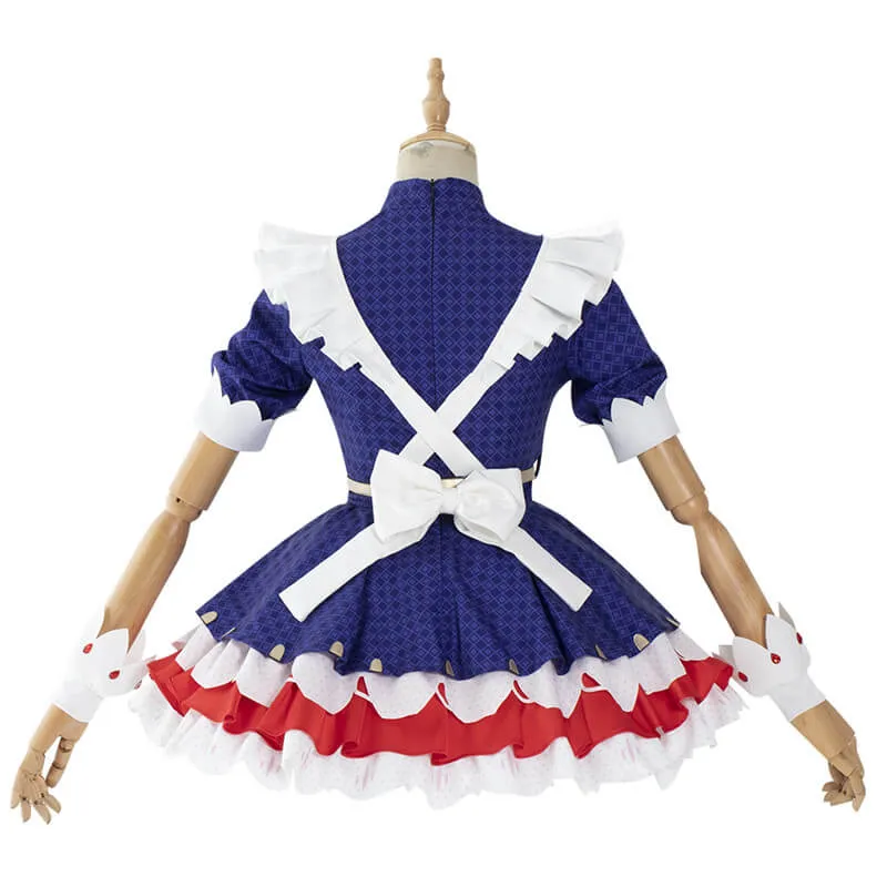 Game Arena of Valor Coffee Maid Dress Lovely Sexy Daji Dress Blue Maid Cosplay Costume