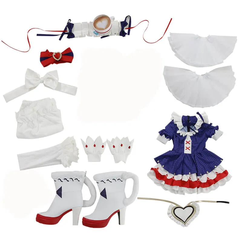 Game Arena of Valor Coffee Maid Dress Lovely Sexy Daji Dress Blue Maid Cosplay Costume