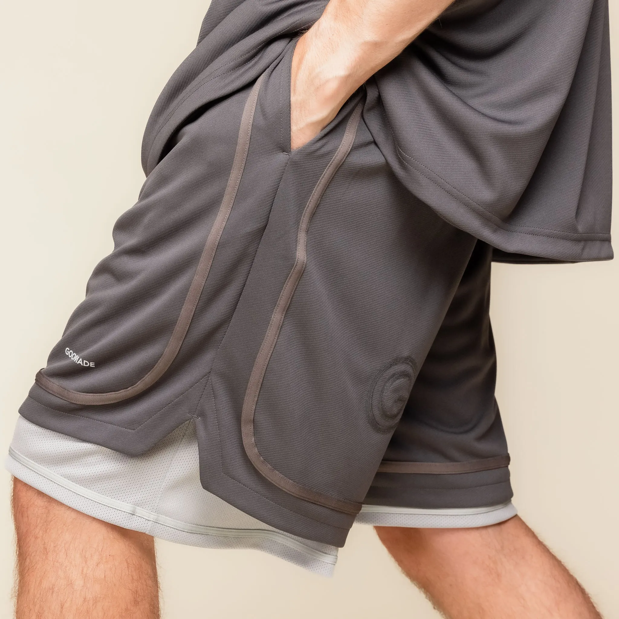 GOOPiMADE - “Rve-S3” Riverside Track Shorts - Iron