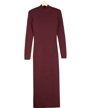 H&M Red Ribbed Knit Maxi Dress Wine Colour UK XS