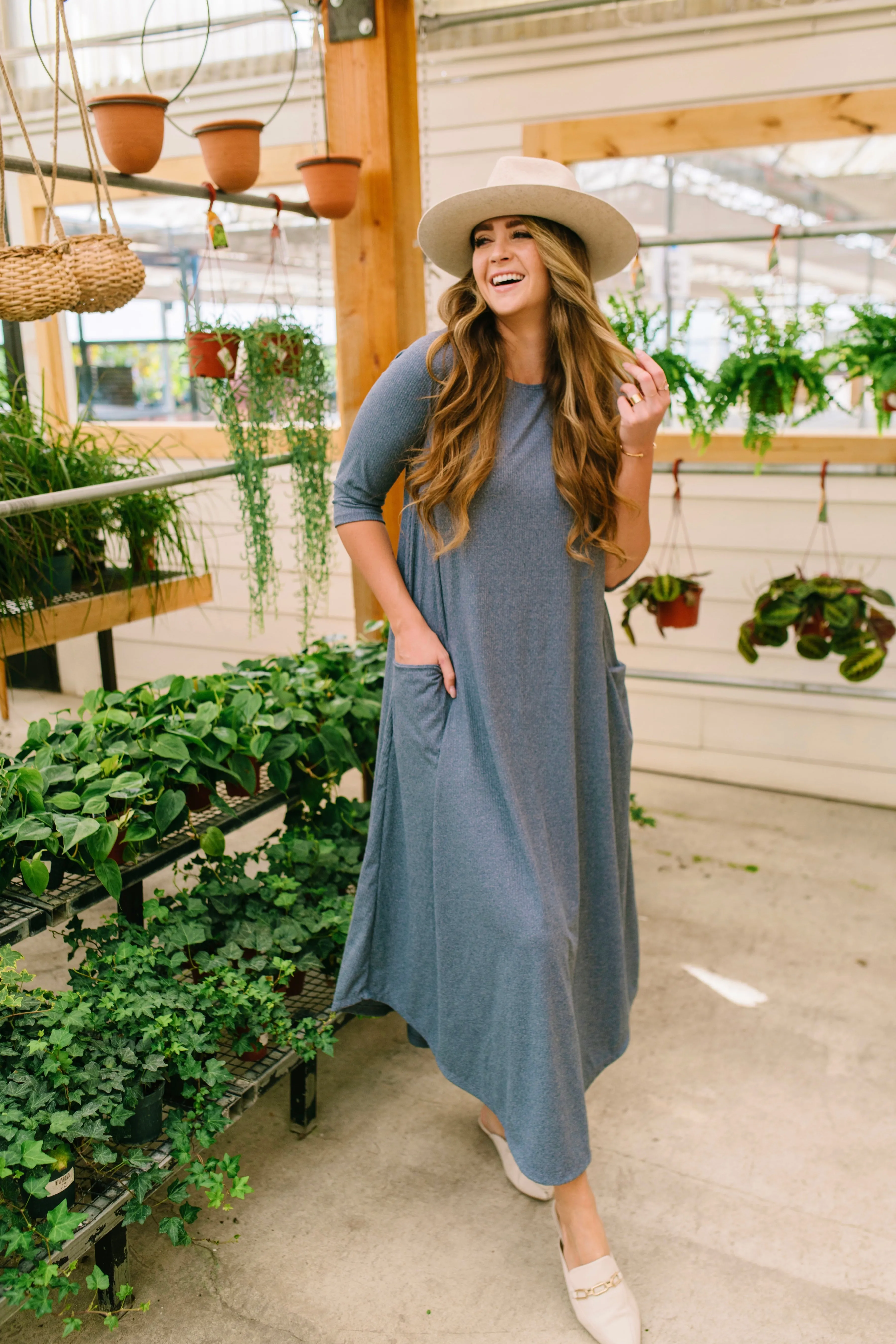 Jessi Dress Denim Ribbed