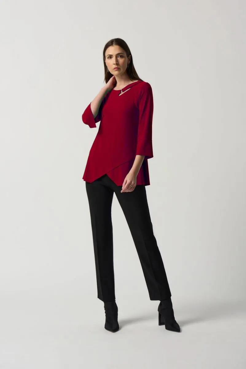 JOSEPH RIBKOFF 233081 Keyhole Neckline Bell Sleeve Top