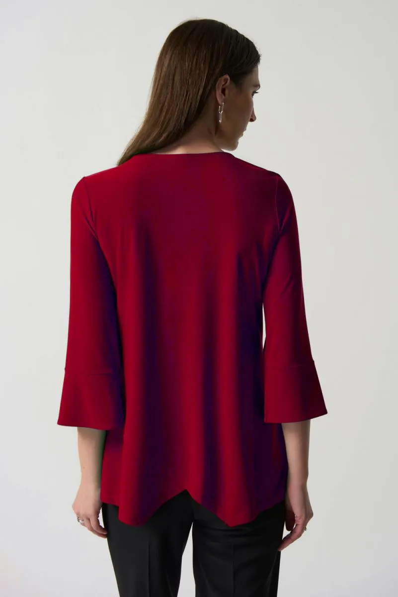 JOSEPH RIBKOFF 233081 Keyhole Neckline Bell Sleeve Top