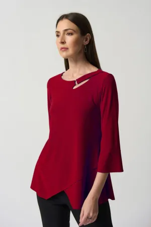 JOSEPH RIBKOFF 233081 Keyhole Neckline Bell Sleeve Top