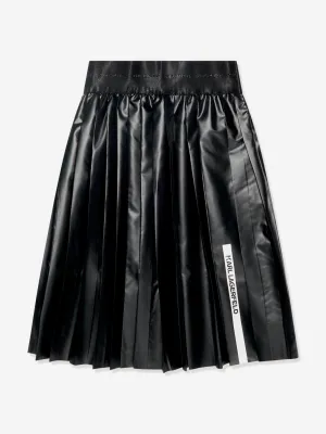 Karl Lagerfeld Girls Pleated Midi Skirt in Black