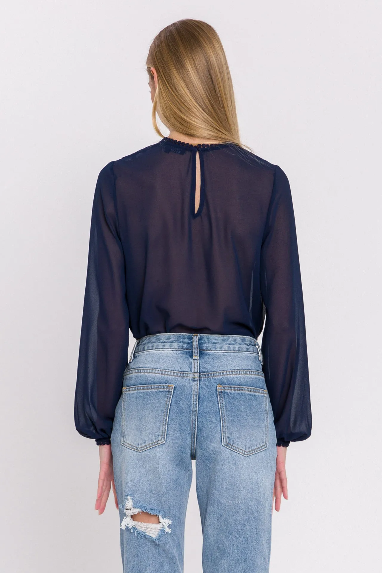 Lace Detail Pleated Blouse