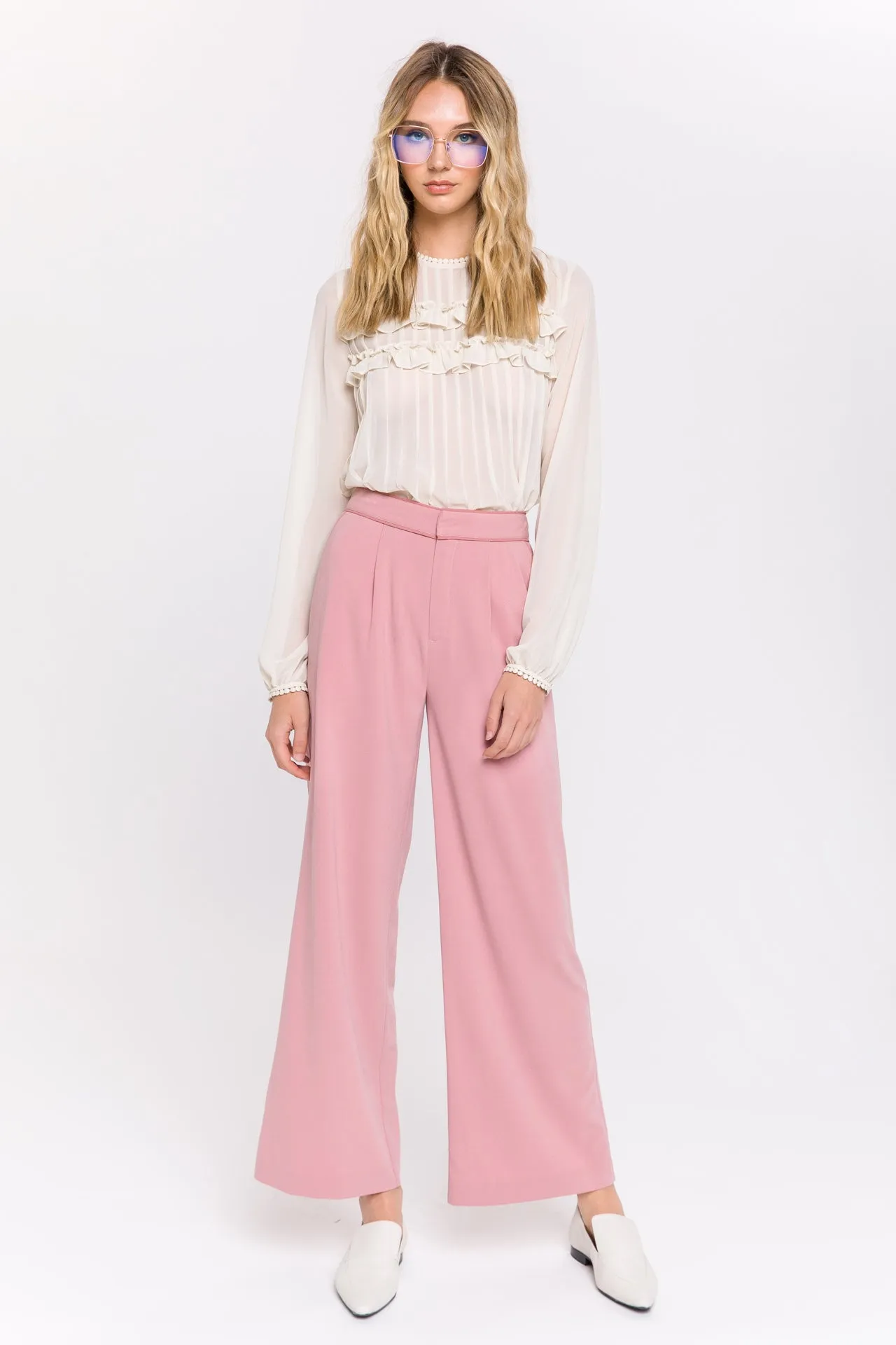 Lace Detail Pleated Blouse