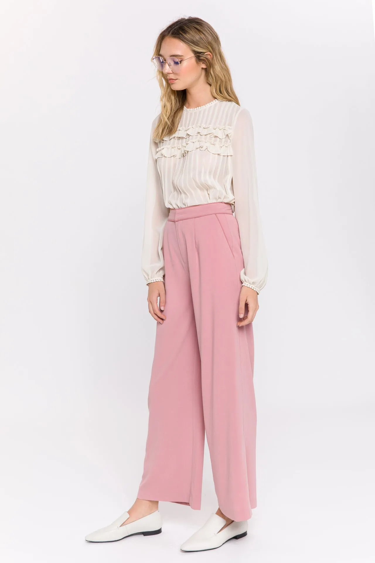 Lace Detail Pleated Blouse