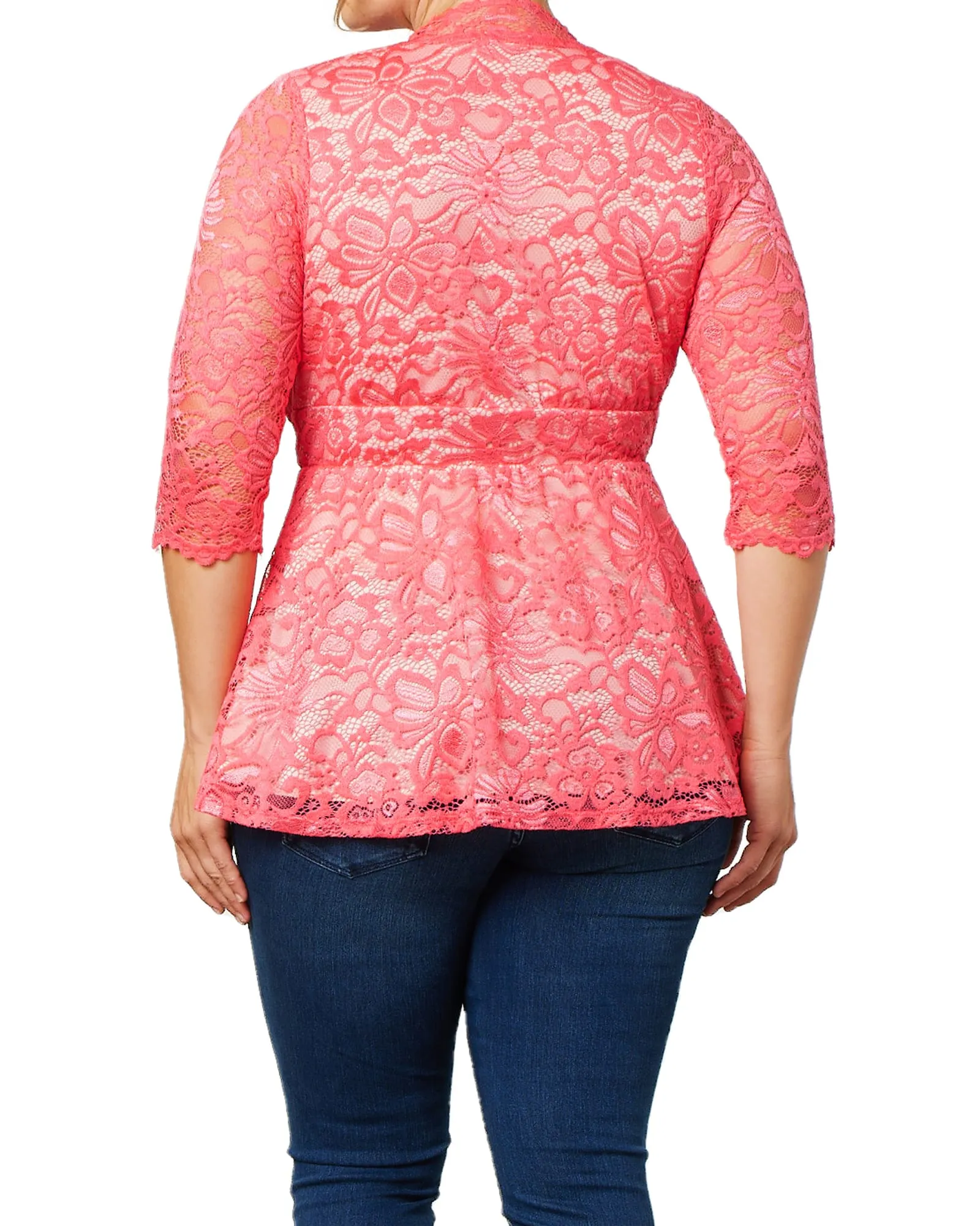 Linden Lace Peplum Top | CORAL