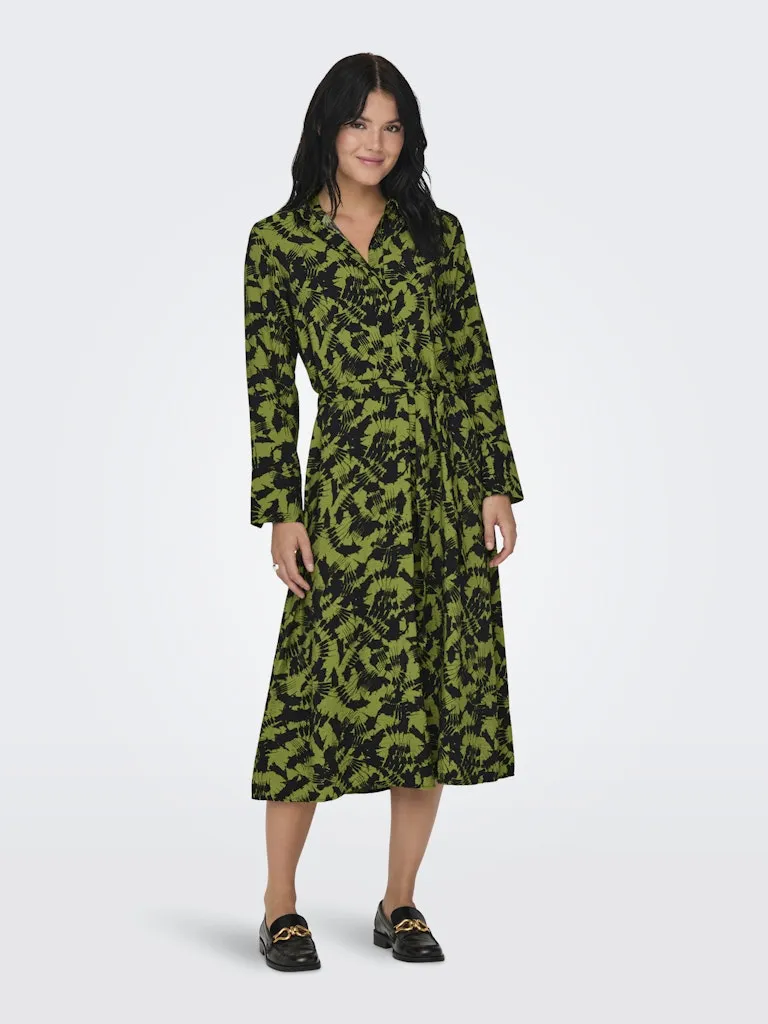 Line Life Midi Shirt Dress - Woodbine
