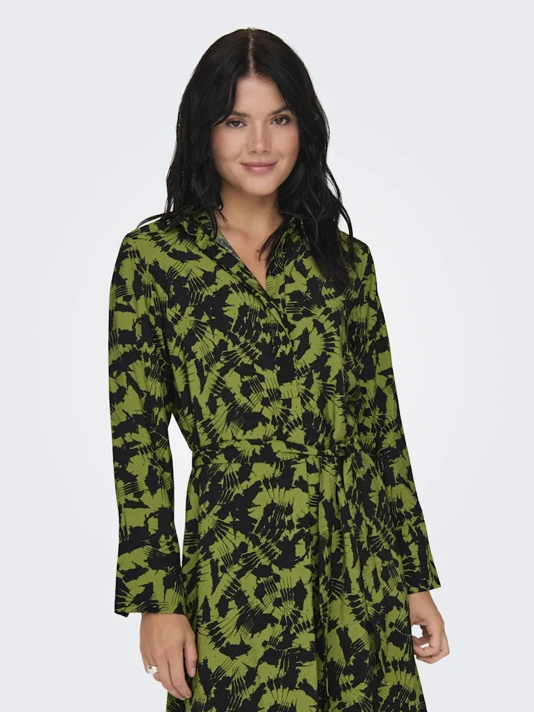 Line Life Midi Shirt Dress - Woodbine