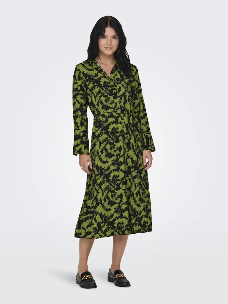 Line Life Midi Shirt Dress - Woodbine