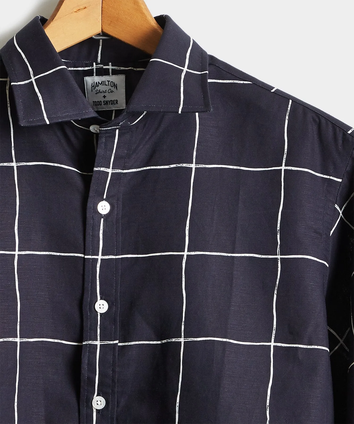 Made in the USA Hamilton   Todd Snyder Windowpane Shirt in Navy