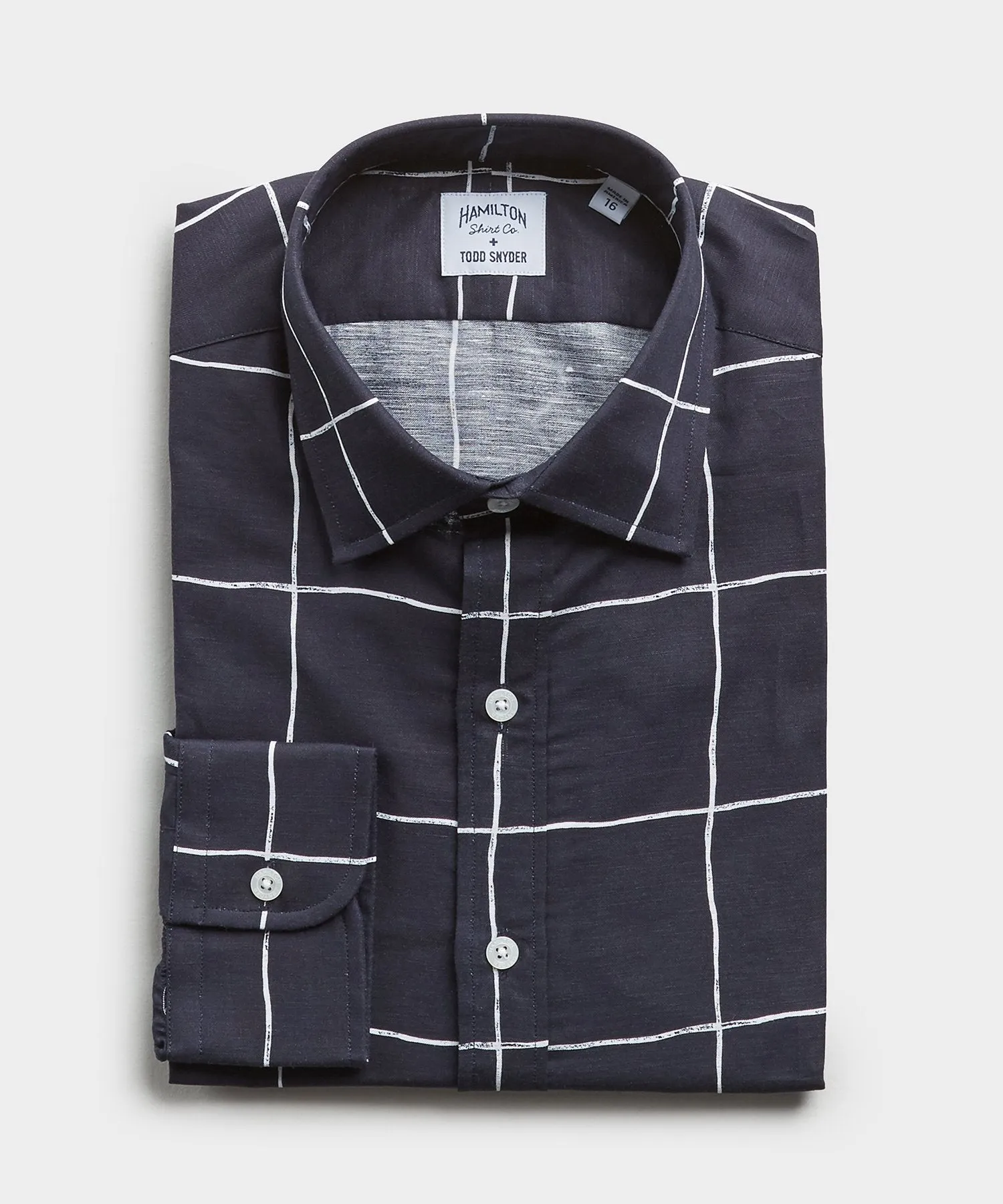 Made in the USA Hamilton   Todd Snyder Windowpane Shirt in Navy