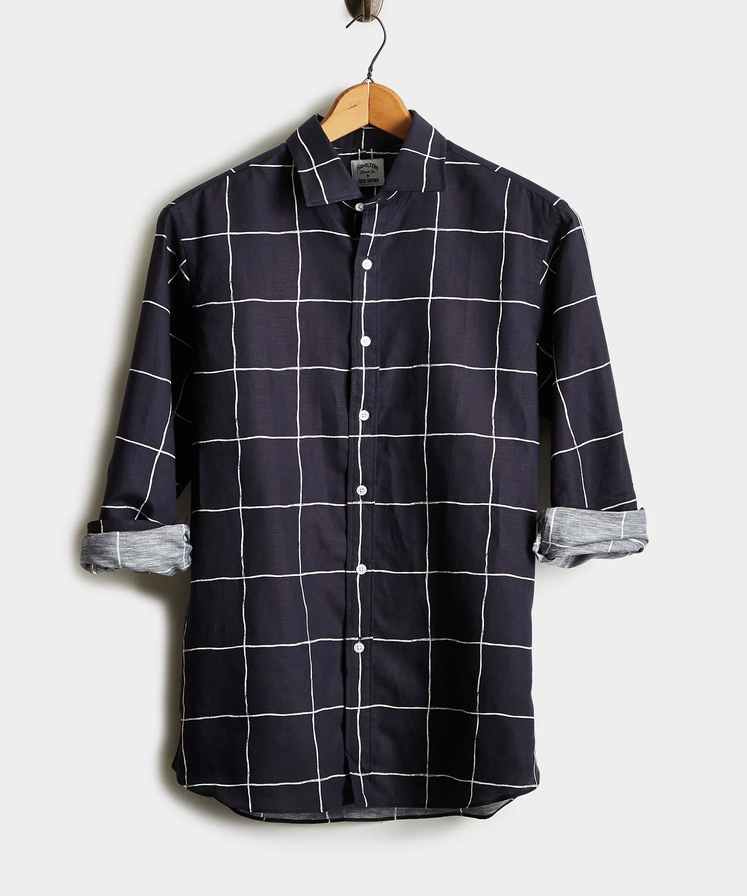 Made in the USA Hamilton   Todd Snyder Windowpane Shirt in Navy