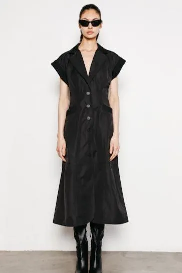 Millie Black Nylon Rib Trim Dress