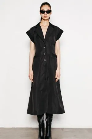 Millie Black Nylon Rib Trim Dress