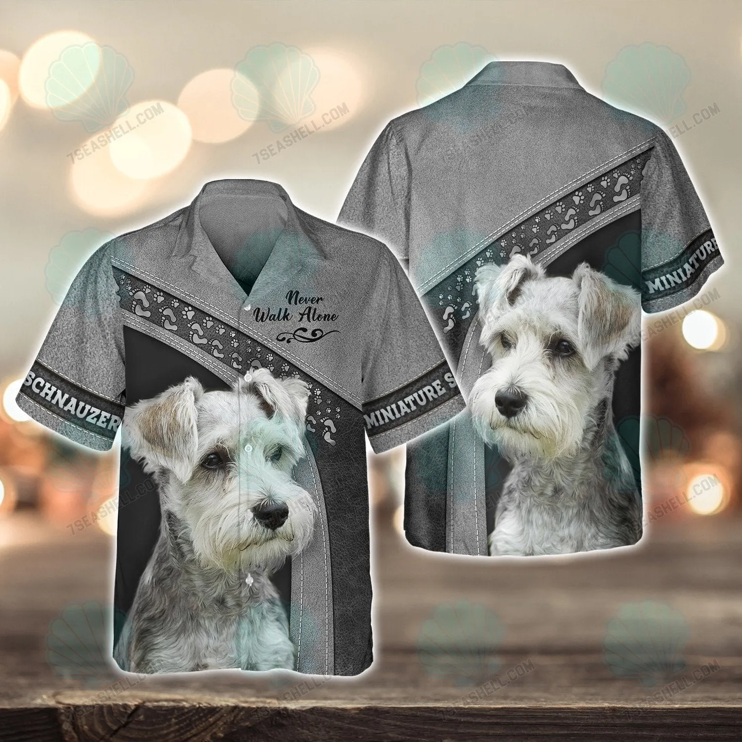 Miniature Schnauzer Grey Love Never Walk Alone 3D Full Print Shirts, Christmas Dog Memorial Gifts for loss of Dog