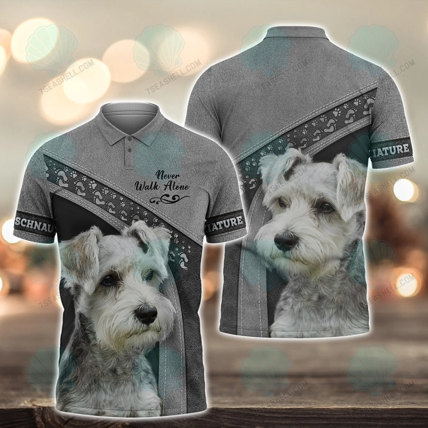Miniature Schnauzer Grey Love Never Walk Alone 3D Full Print Shirts, Christmas Dog Memorial Gifts for loss of Dog