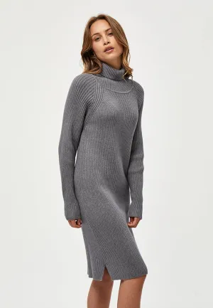 MSAva Knit Turtleneck Dress - Light Grey Melange