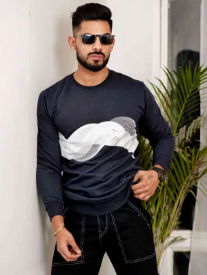 Navy Cotton Full Sleeve T Shirt