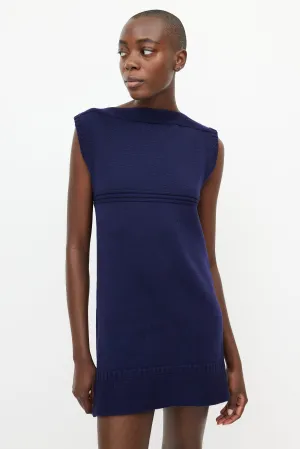 Navy Knit Wool Dress