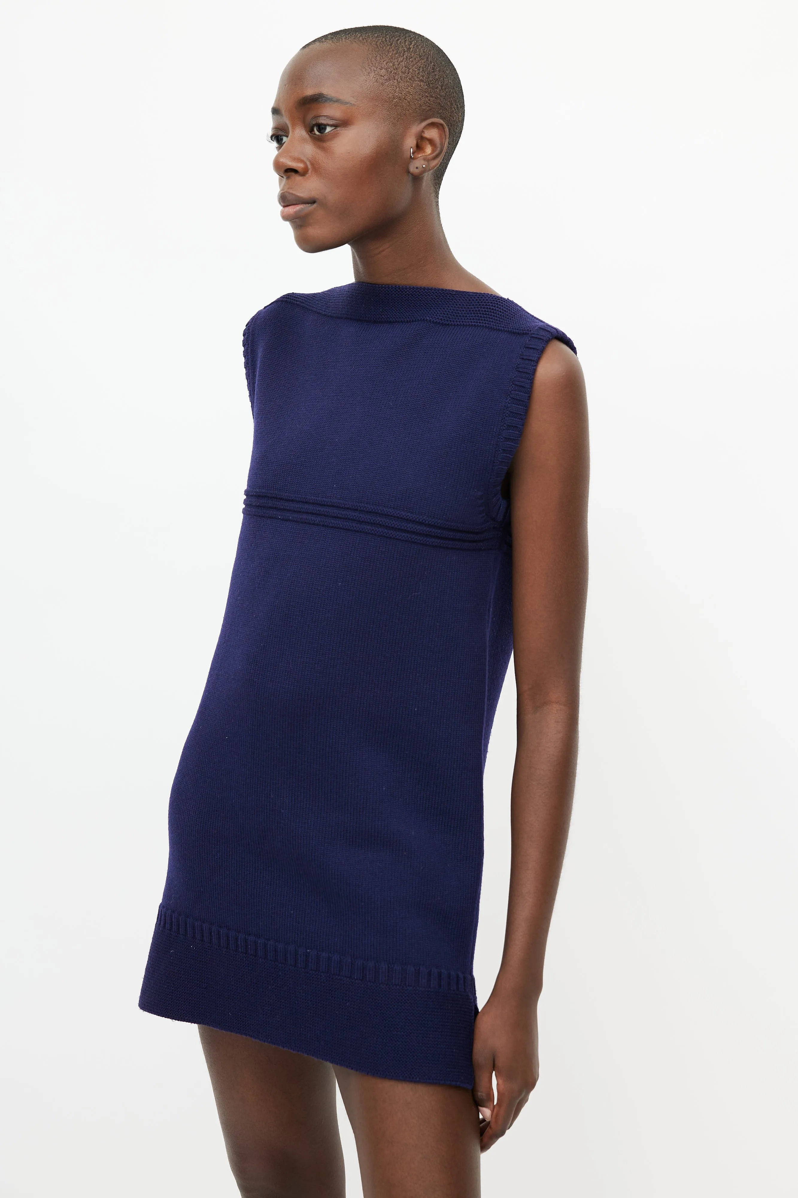 Navy Knit Wool Dress