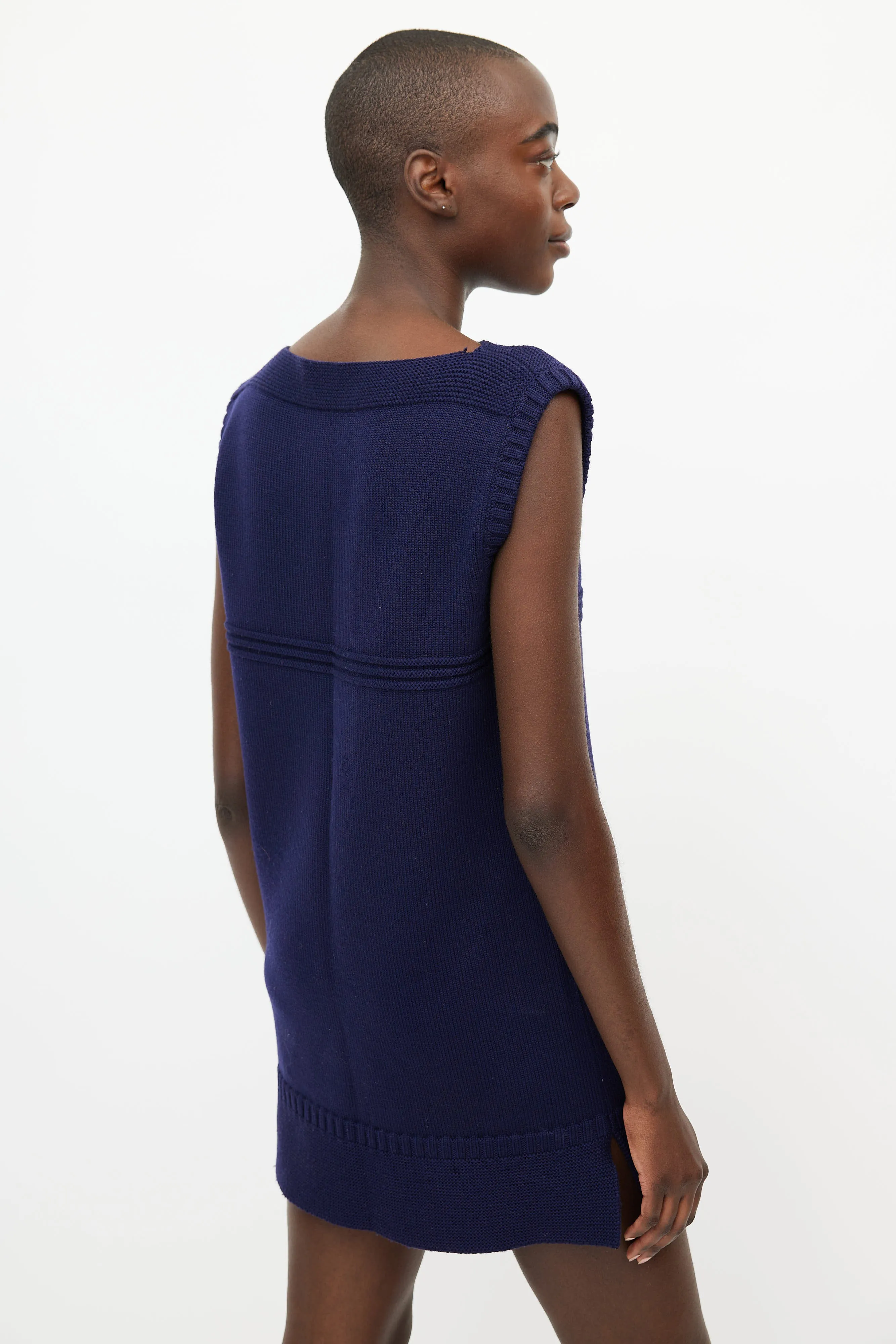 Navy Knit Wool Dress