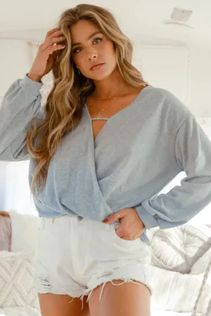 Ombre Surplice Wrap V-Neck Top