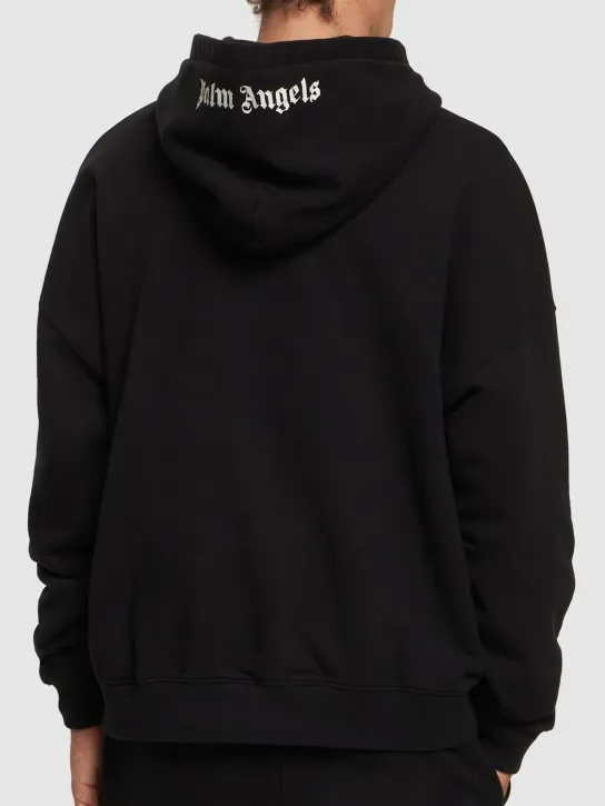 Palm Angels   Logo embroidered cotton hoodie 