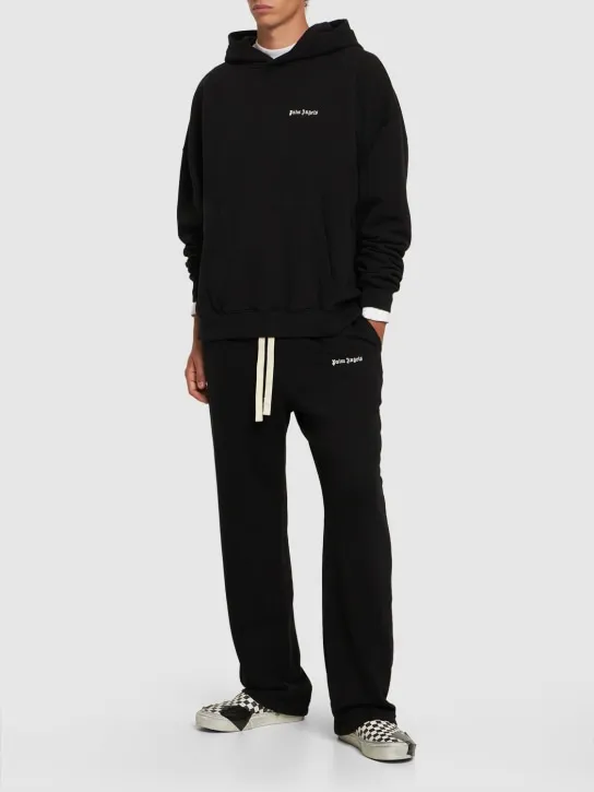 Palm Angels   Logo embroidered cotton hoodie 