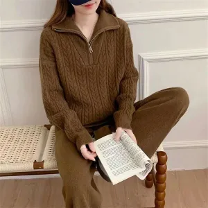 Pankh Savy Zipper Collar Knit Coord Set