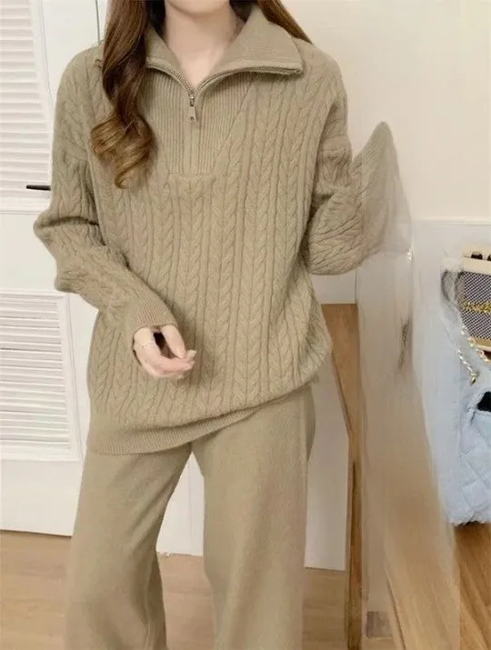 Pankh Savy Zipper Collar Knit Coord Set
