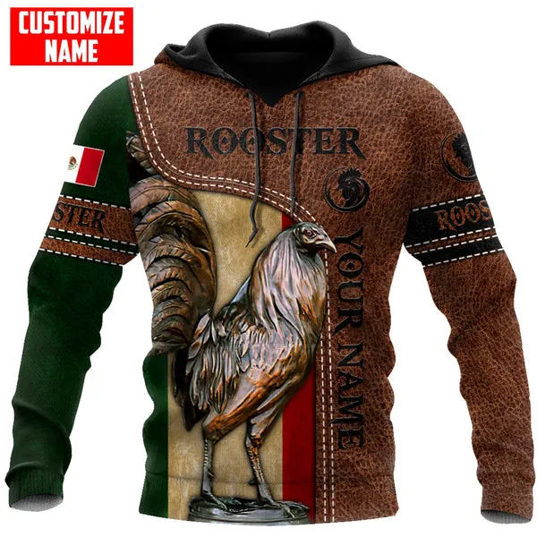 Personalized Mexican Rooster Leather 3D Design All Over Printed Christmas Shirt