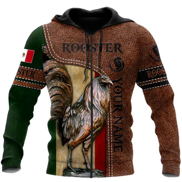 Personalized Mexican Rooster Leather 3D Design All Over Printed Christmas Shirt