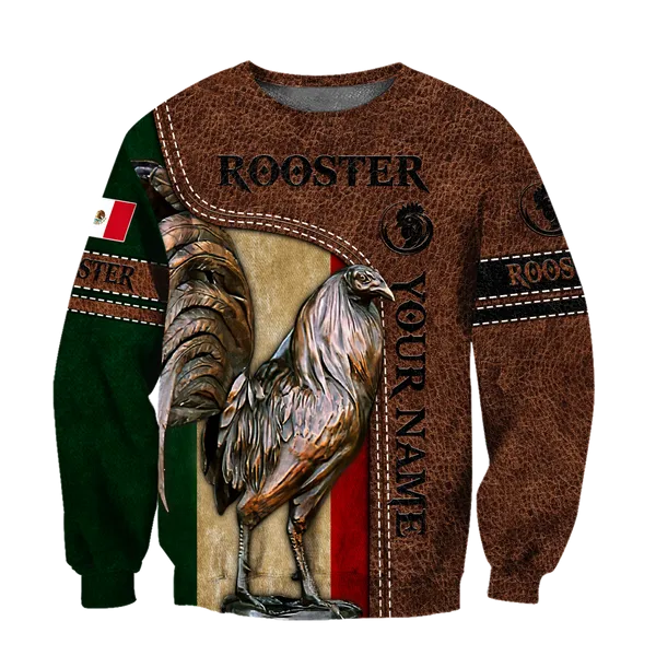 Personalized Mexican Rooster Leather 3D Design All Over Printed Christmas Shirt