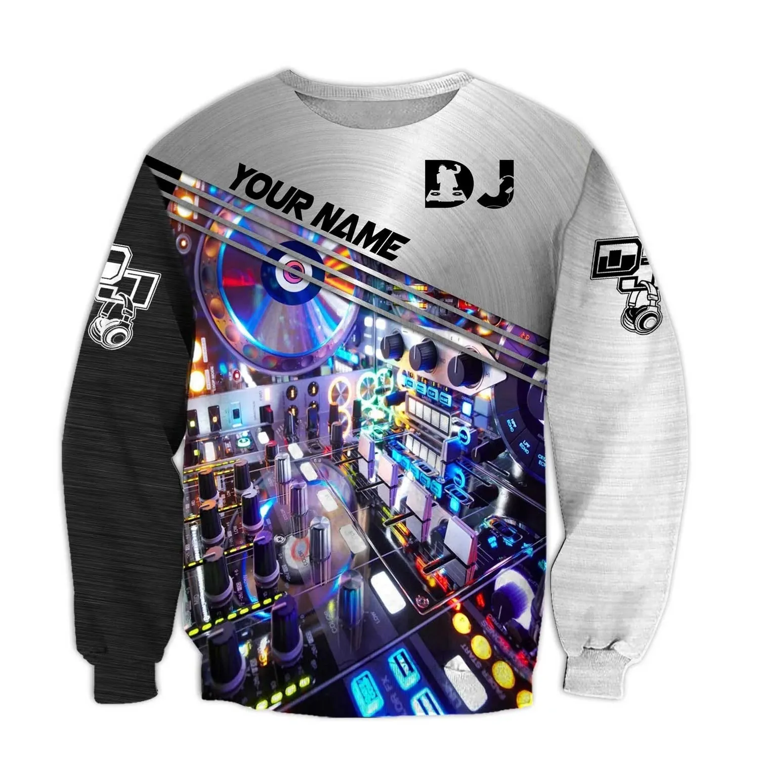 Personalized Name DJ Hoodie, 3D Zip Up Hoodie For DJ Musican, EDM Player Shirt, DJ Gift