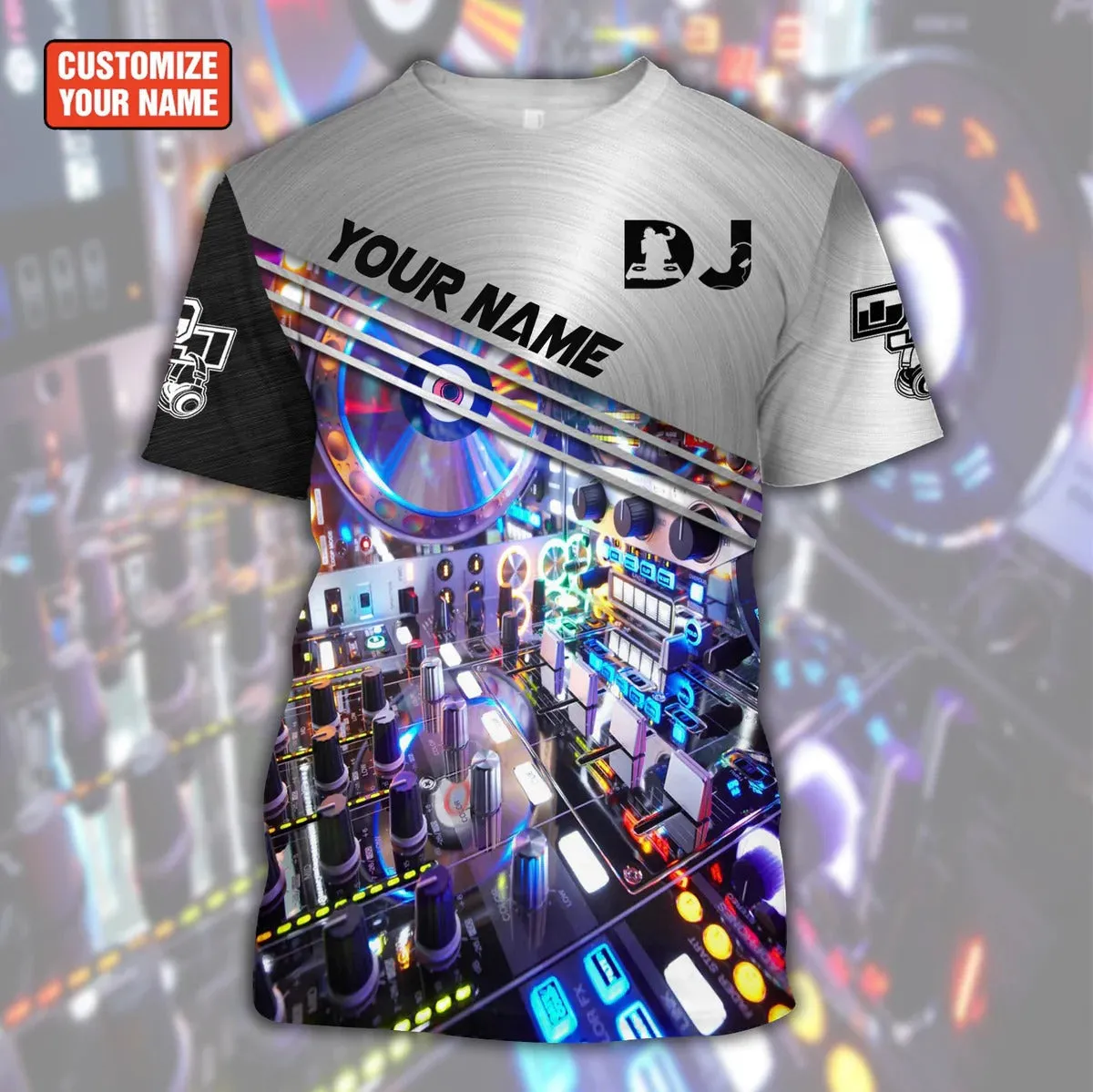 Personalized Name DJ Hoodie, 3D Zip Up Hoodie For DJ Musican, EDM Player Shirt, DJ Gift