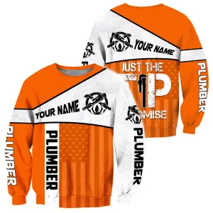 Personalized Name Plumber Skull Orange Just The Tip 3D Sweatshirt Hoodie Christmas Gift