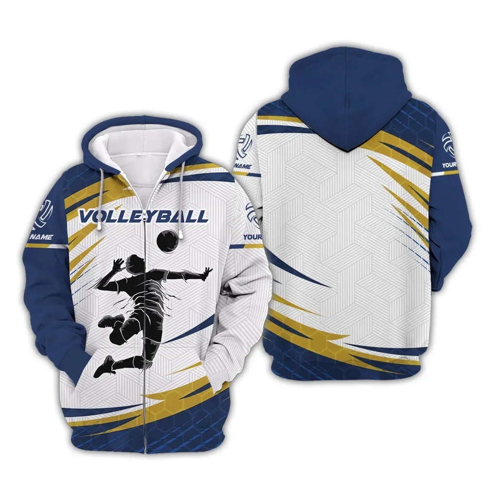 Personalized Name Volleyball Pattern Sweatshirt Hoodie Shirt, Volleyball Christmas Shirt for Men Women