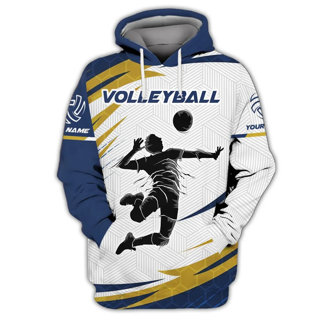 Personalized Name Volleyball Pattern Sweatshirt Hoodie Shirt, Volleyball Christmas Shirt for Men Women