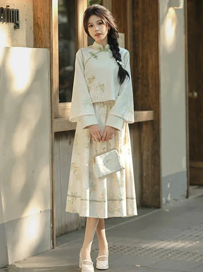 Piece China Suit Embroidery Two Rabbit Forest