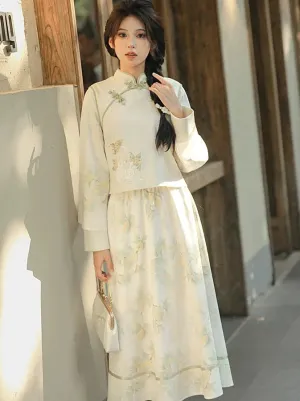 Piece China Suit Embroidery Two Rabbit Forest