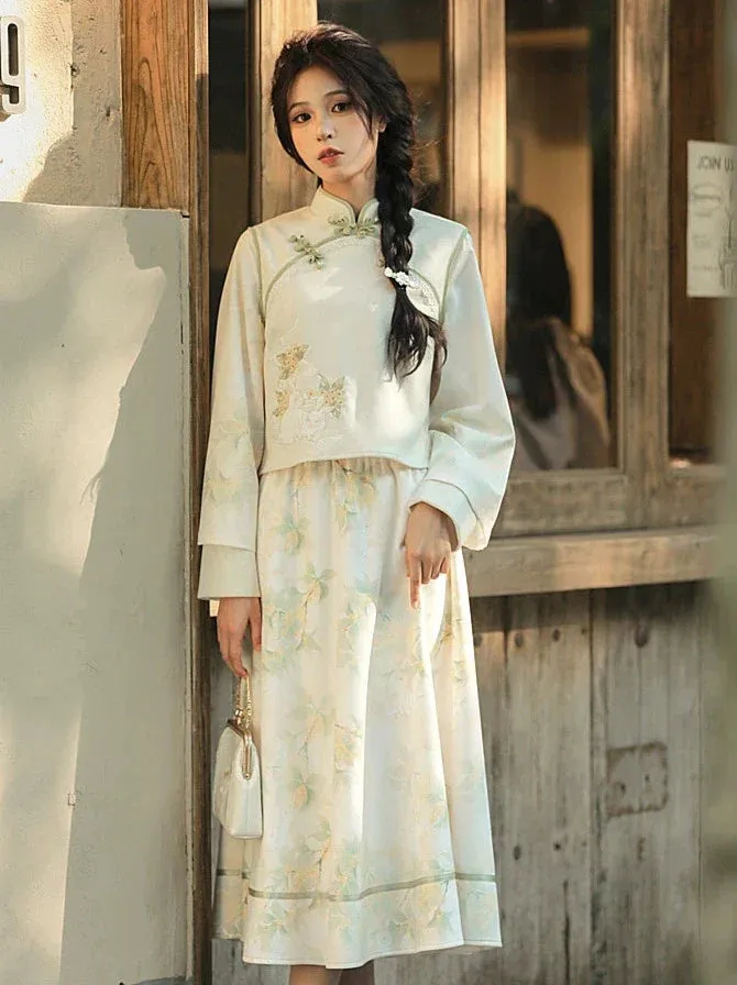 Piece China Suit Embroidery Two Rabbit Forest
