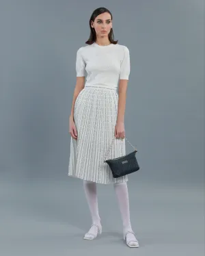 Pinstripe Logo Pleated Skirt